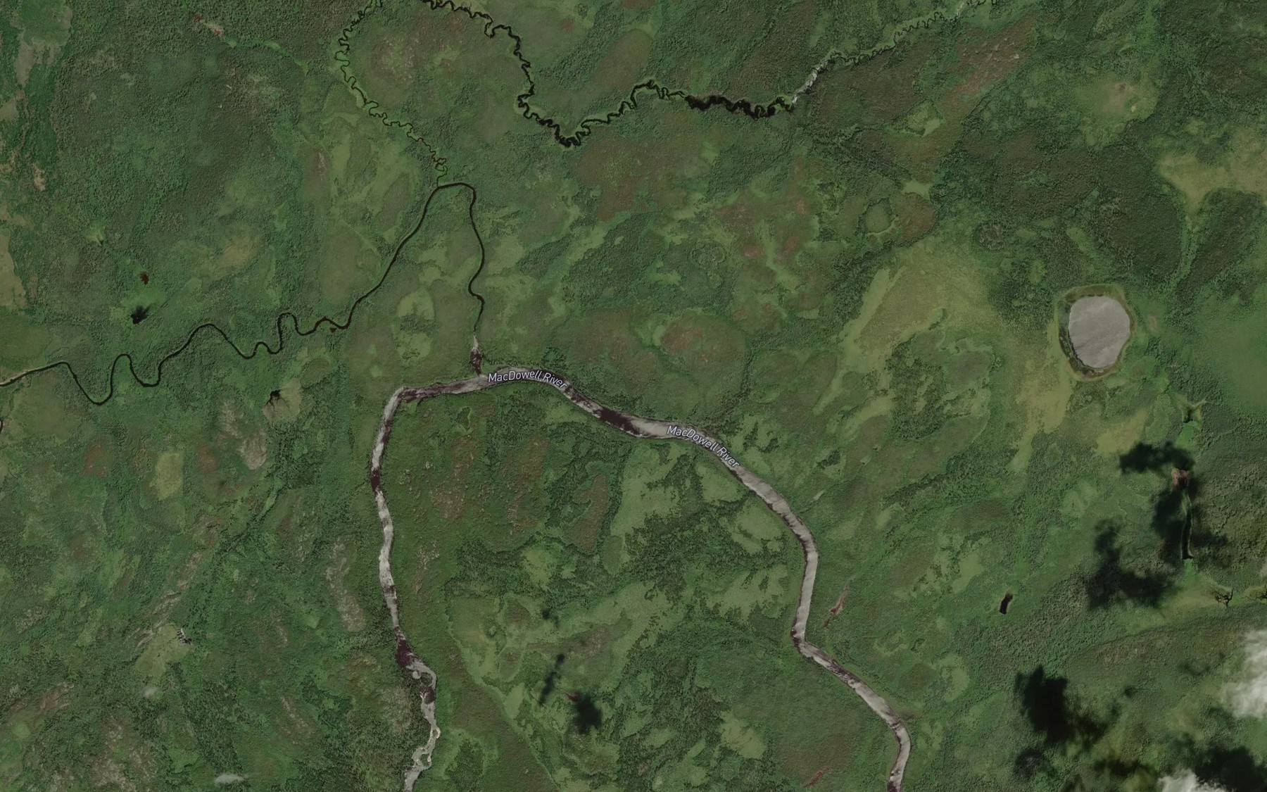 Satellite map of the Riordon Creek