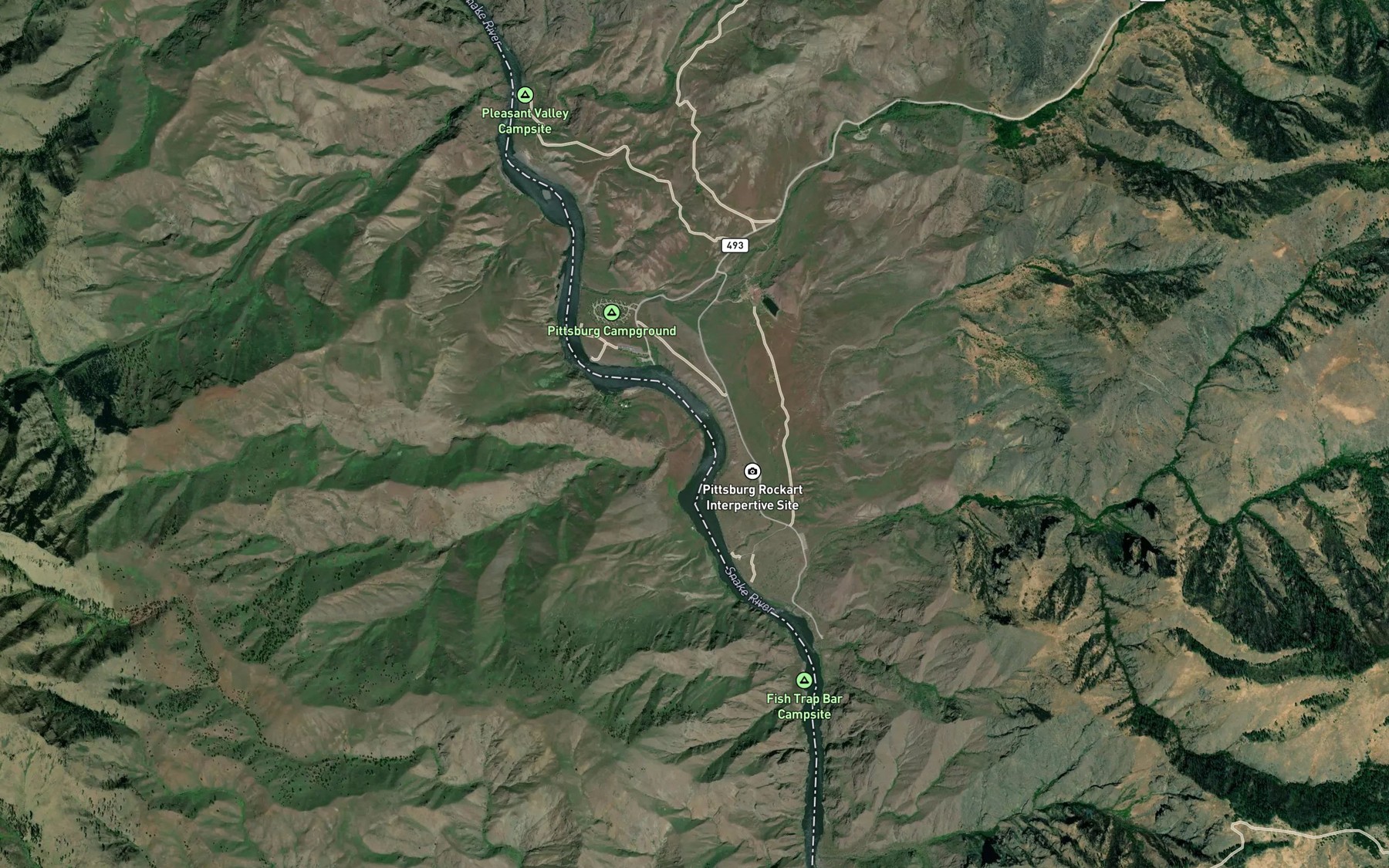Satellite map of the Pittsburg Creek