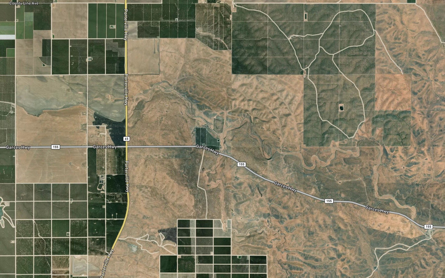 Satellite map of the Five Dog Creek