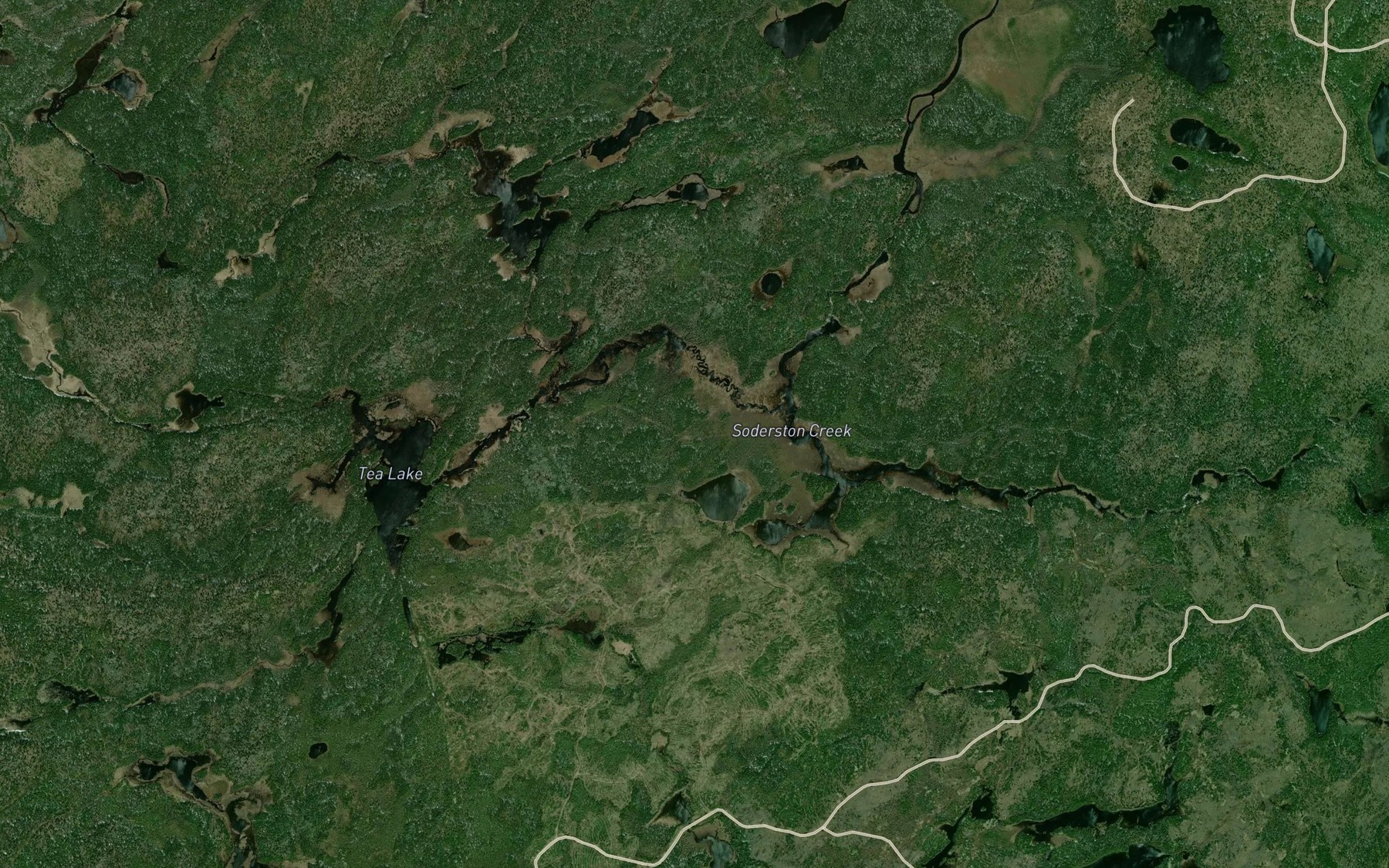 Satellite map of the Tea Creek