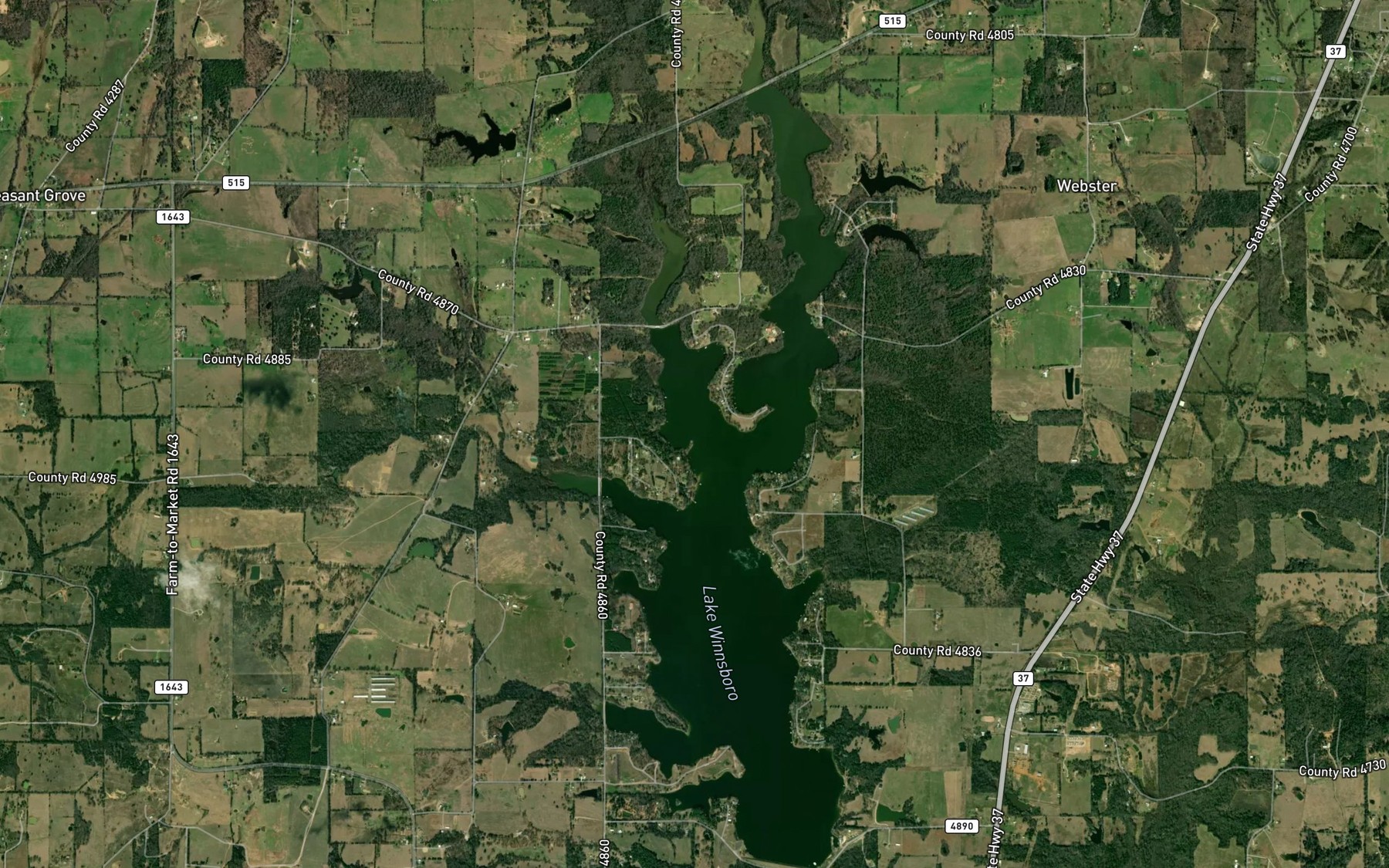 Satellite map of the Lake Winnsboro