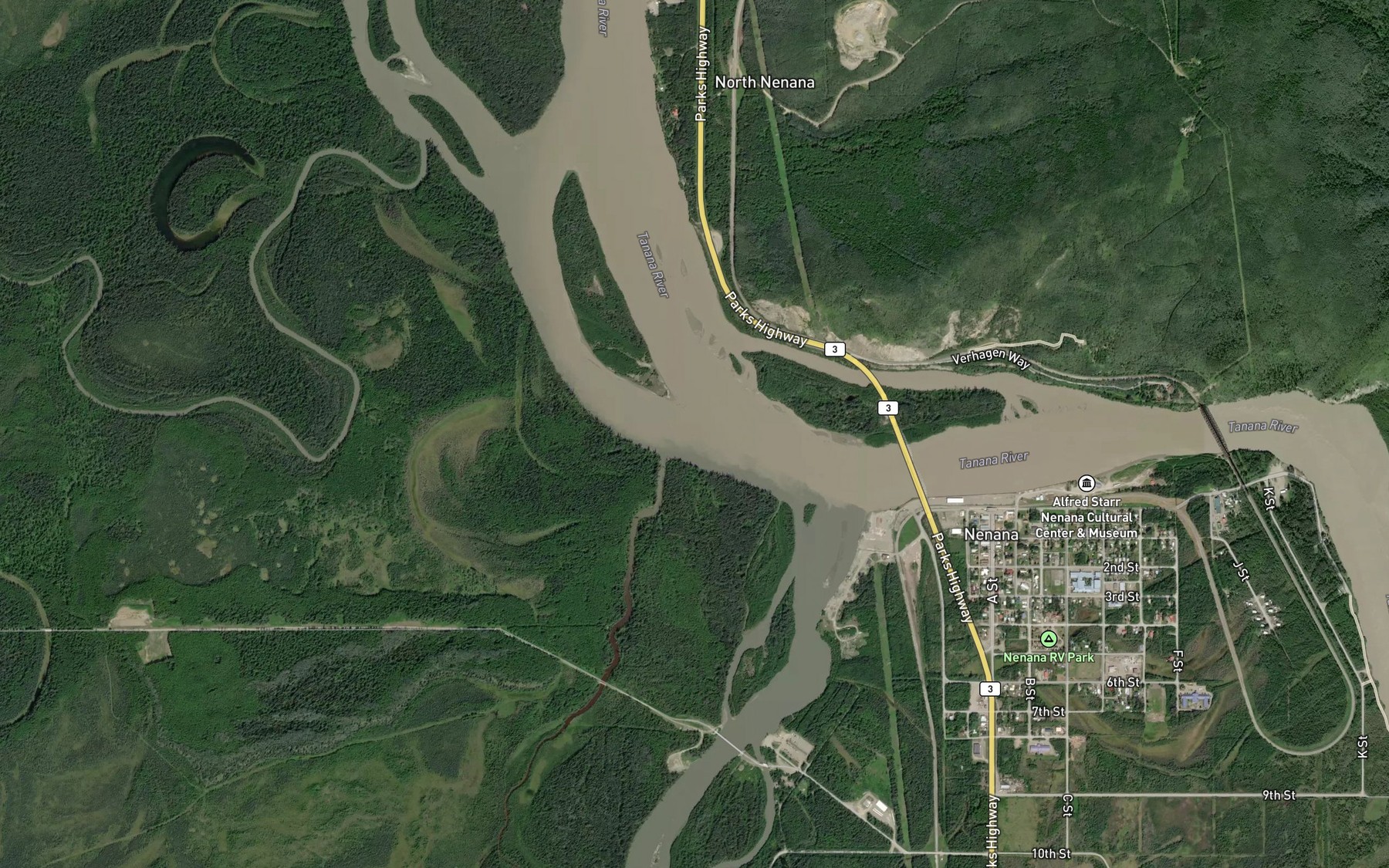 Satellite map of the Little Nenana River