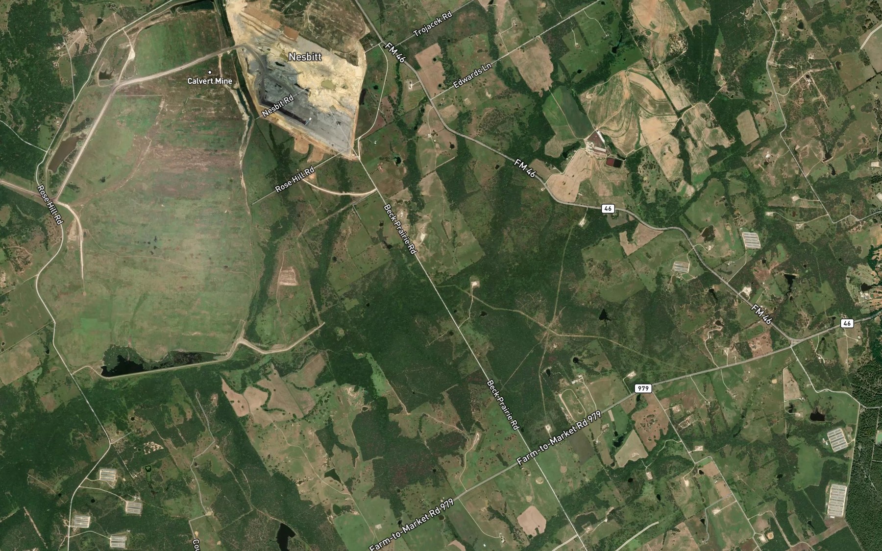 Satellite map of the Caddo Creek