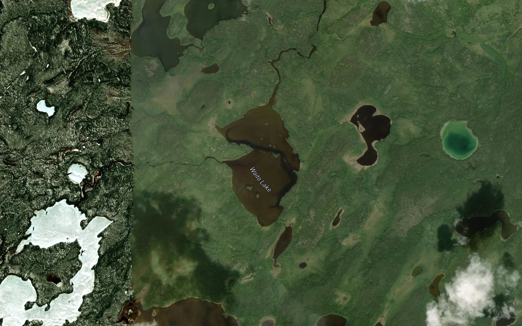 Satellite map of the Waito Lake