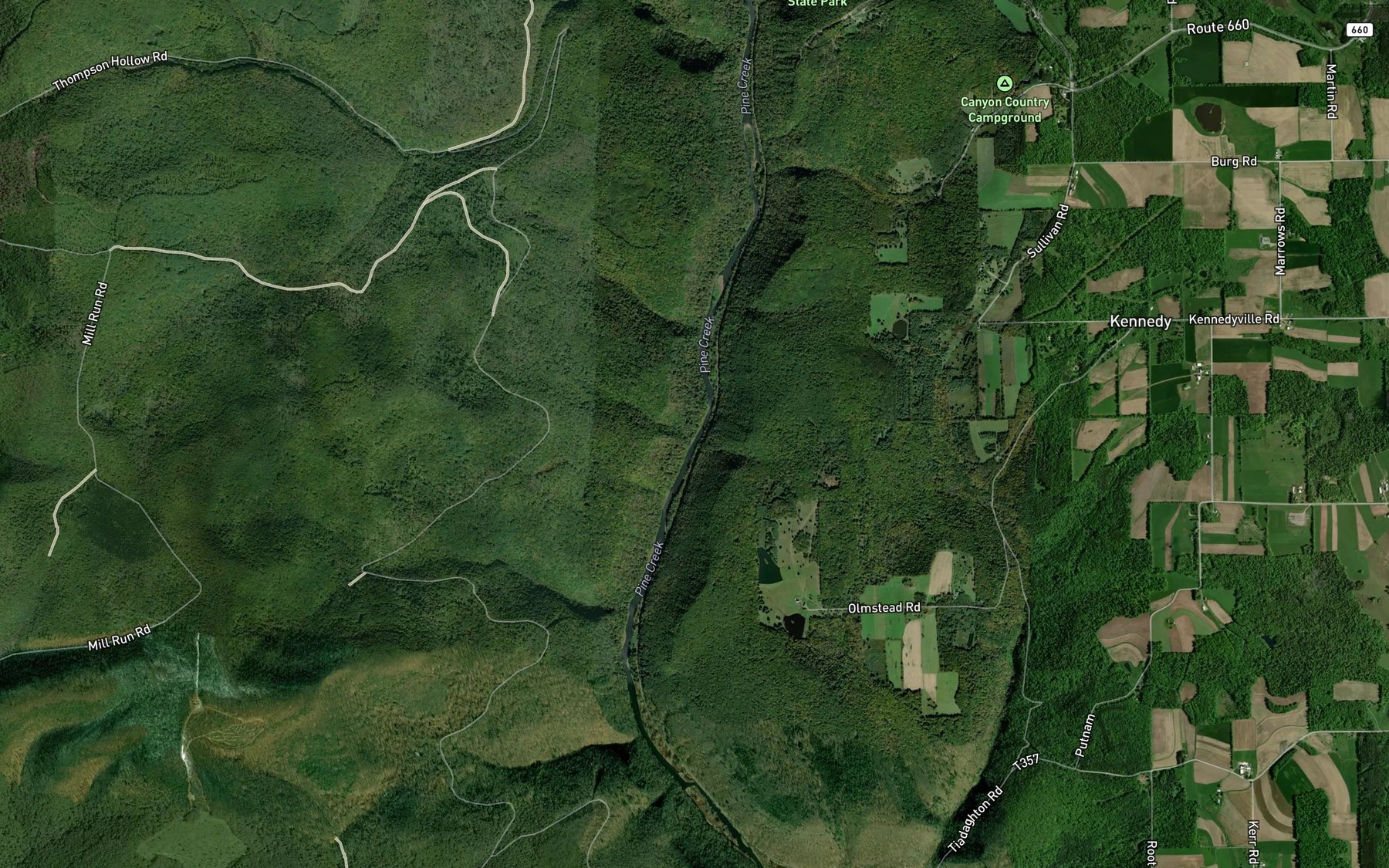 Satellite map of the Horse Run