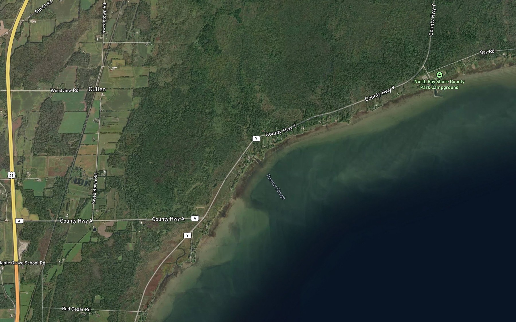 Satellite map of the Thomas Slough