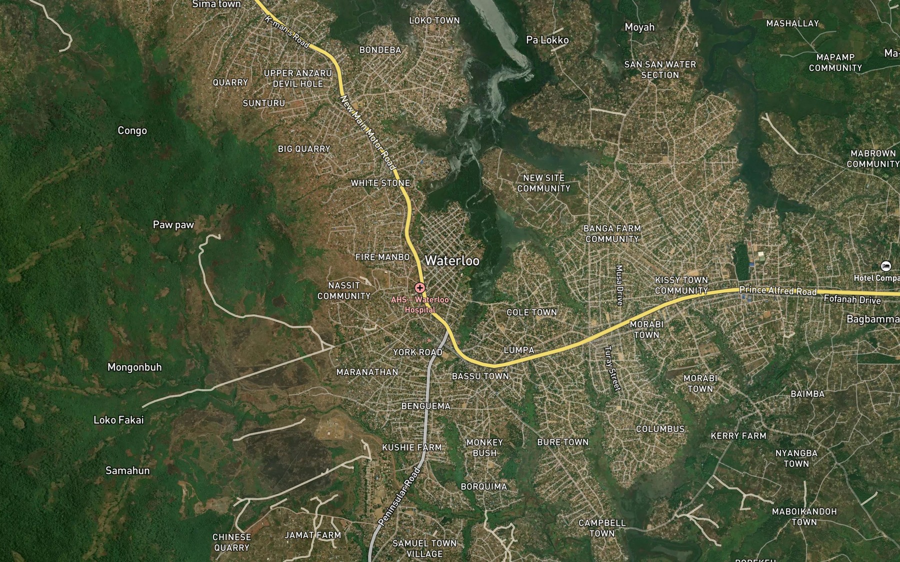 Satellite map of the Olupe