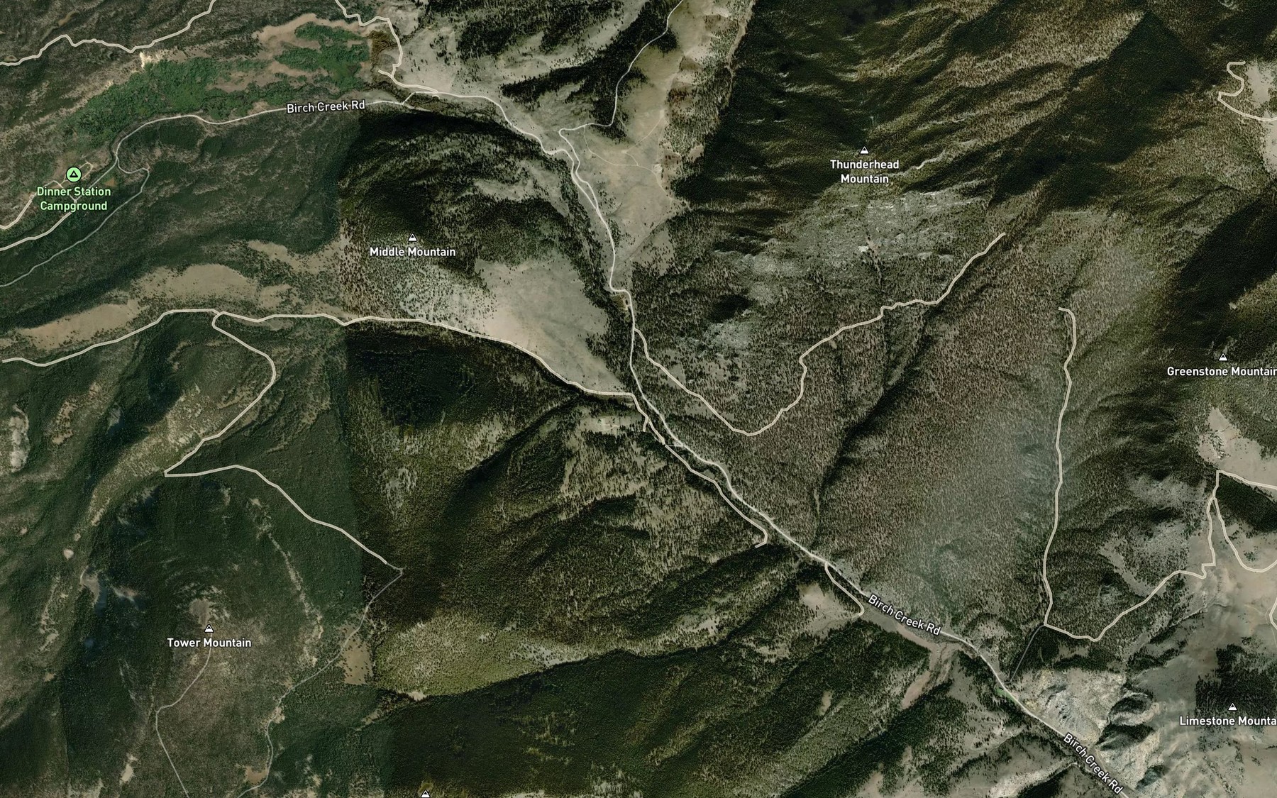 Satellite map of the Thief Creek