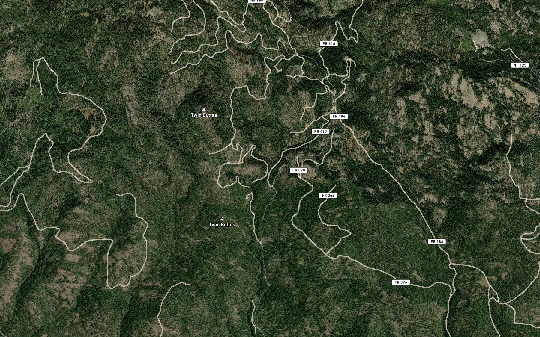 Satellite map of the Poker Creek