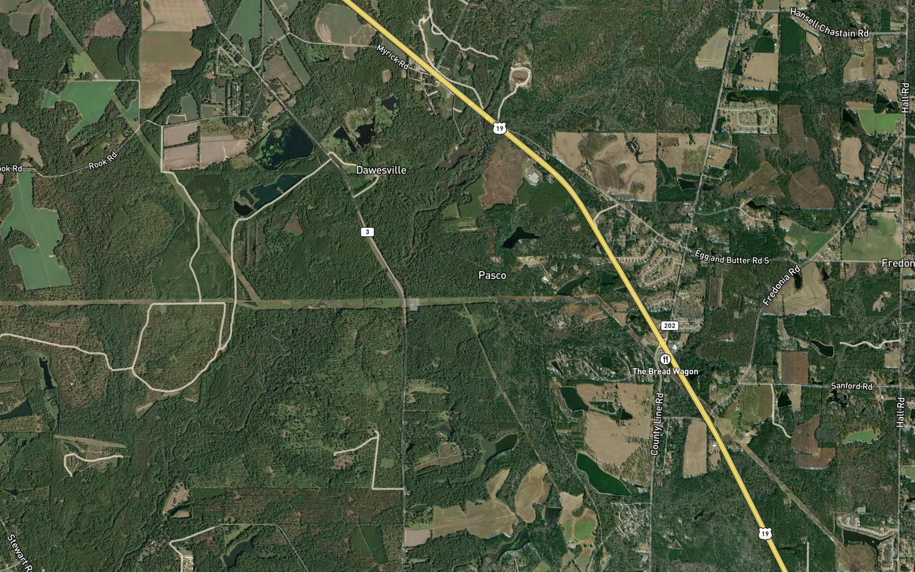 Satellite map of the Oquina Creek