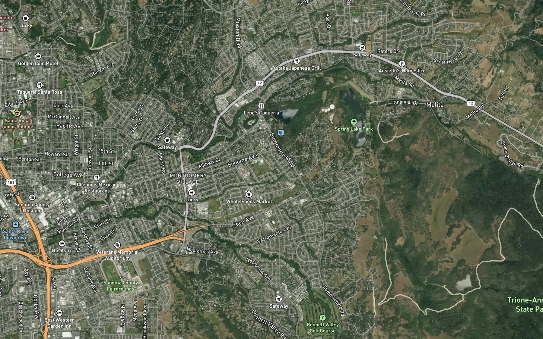 Satellite map of the Peters Springs