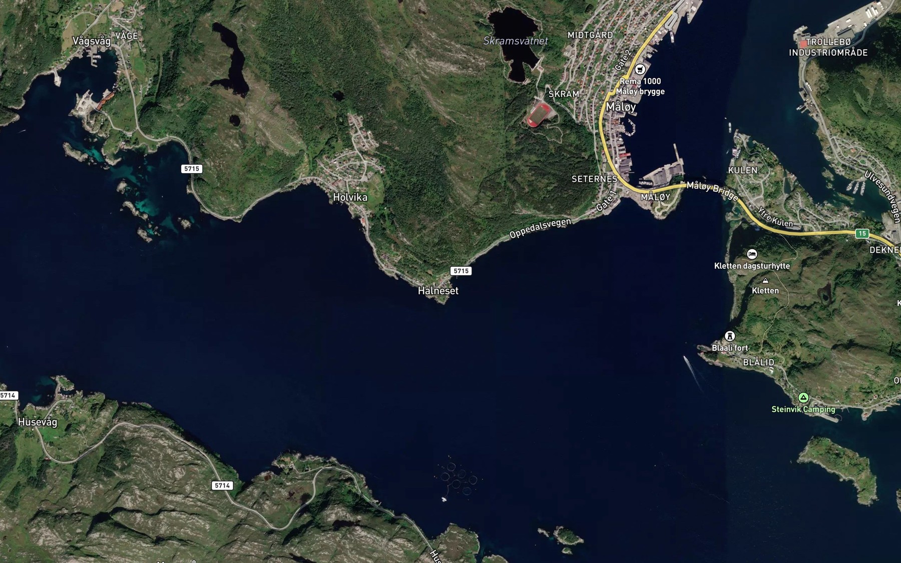 Satellite map of the Halnesvika