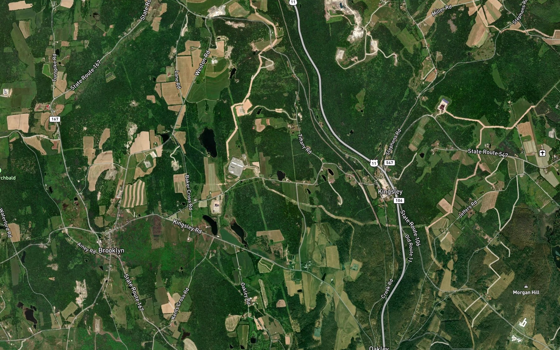 Satellite map of the Tiffany Pond