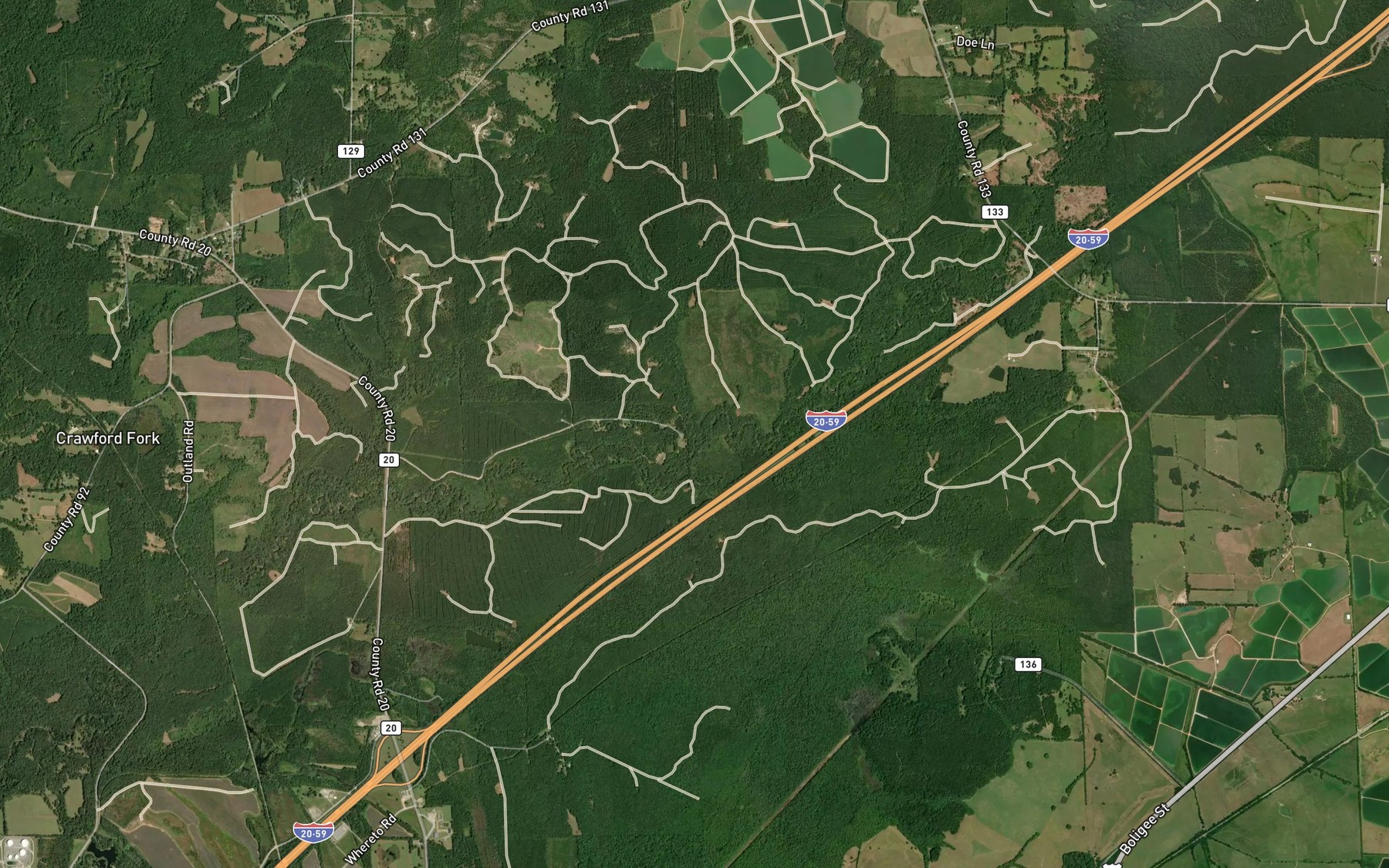 Satellite map of the Dry Creek