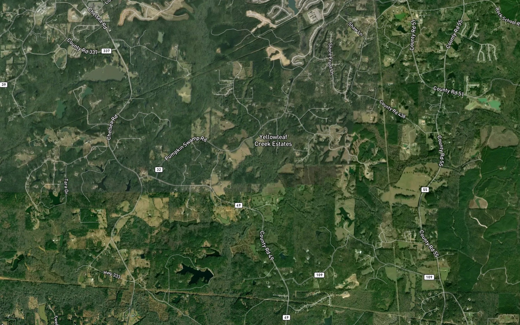 Satellite map of the Spring Branch
