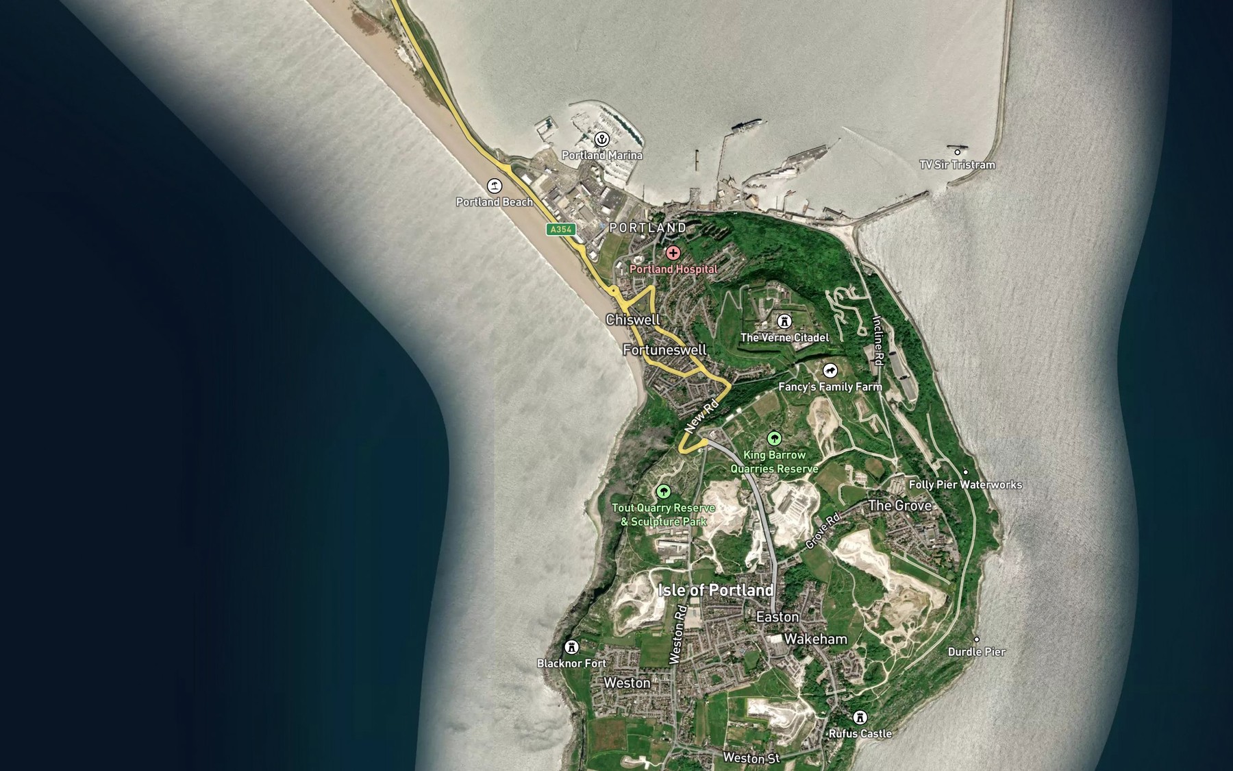 Satellite map of the Chesil Cove