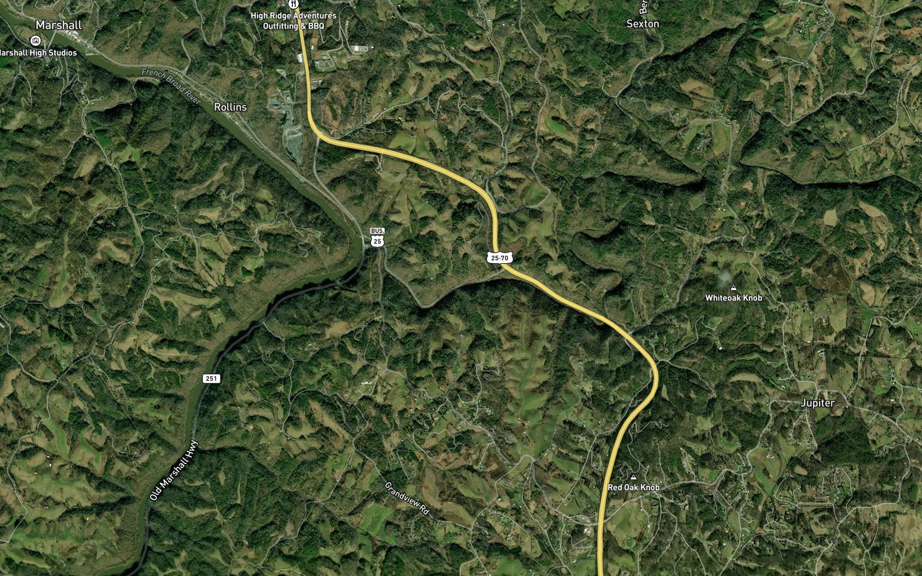 Satellite map of the Revis Branch