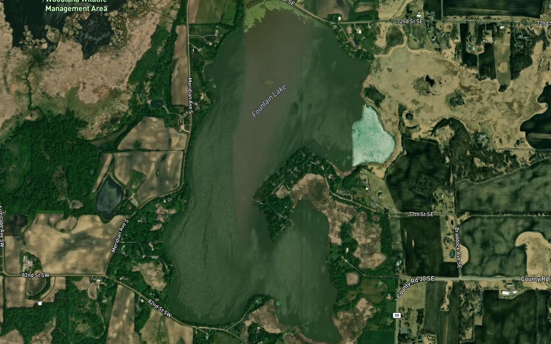 Satellite map of the Fountain Lake