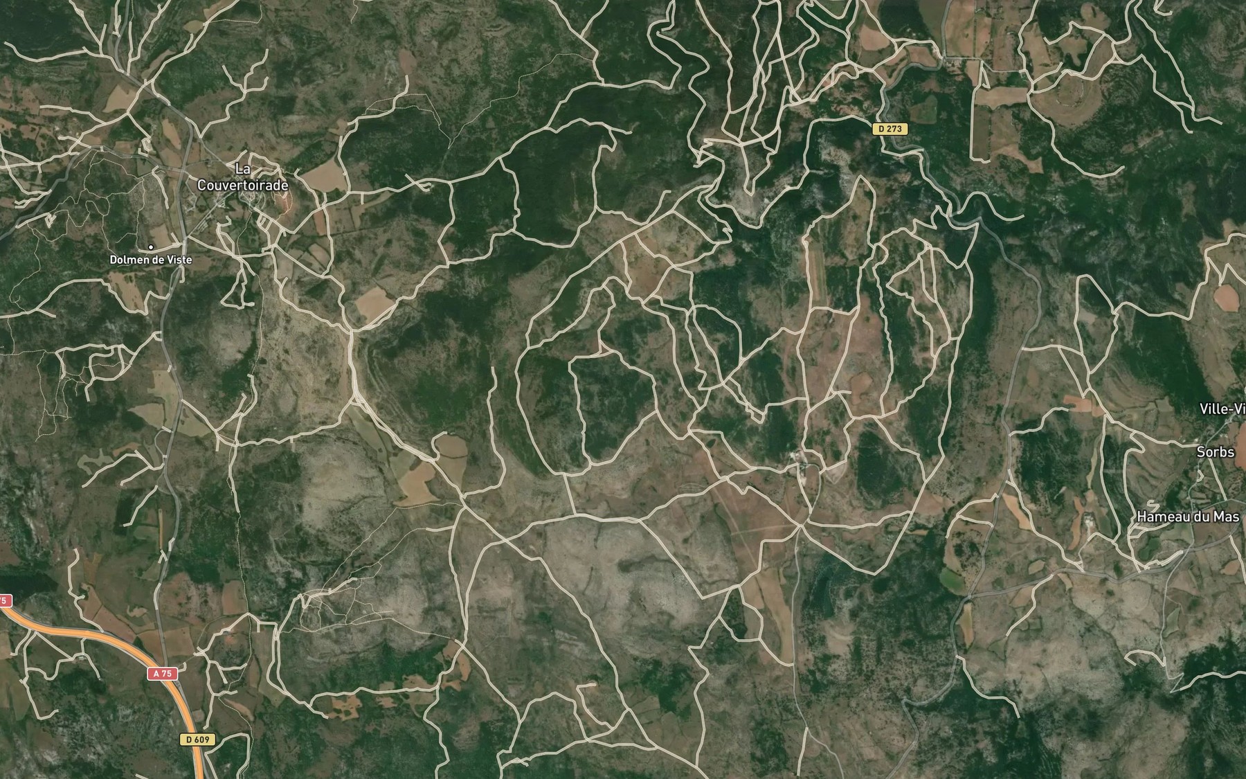Satellite map of the Virenque