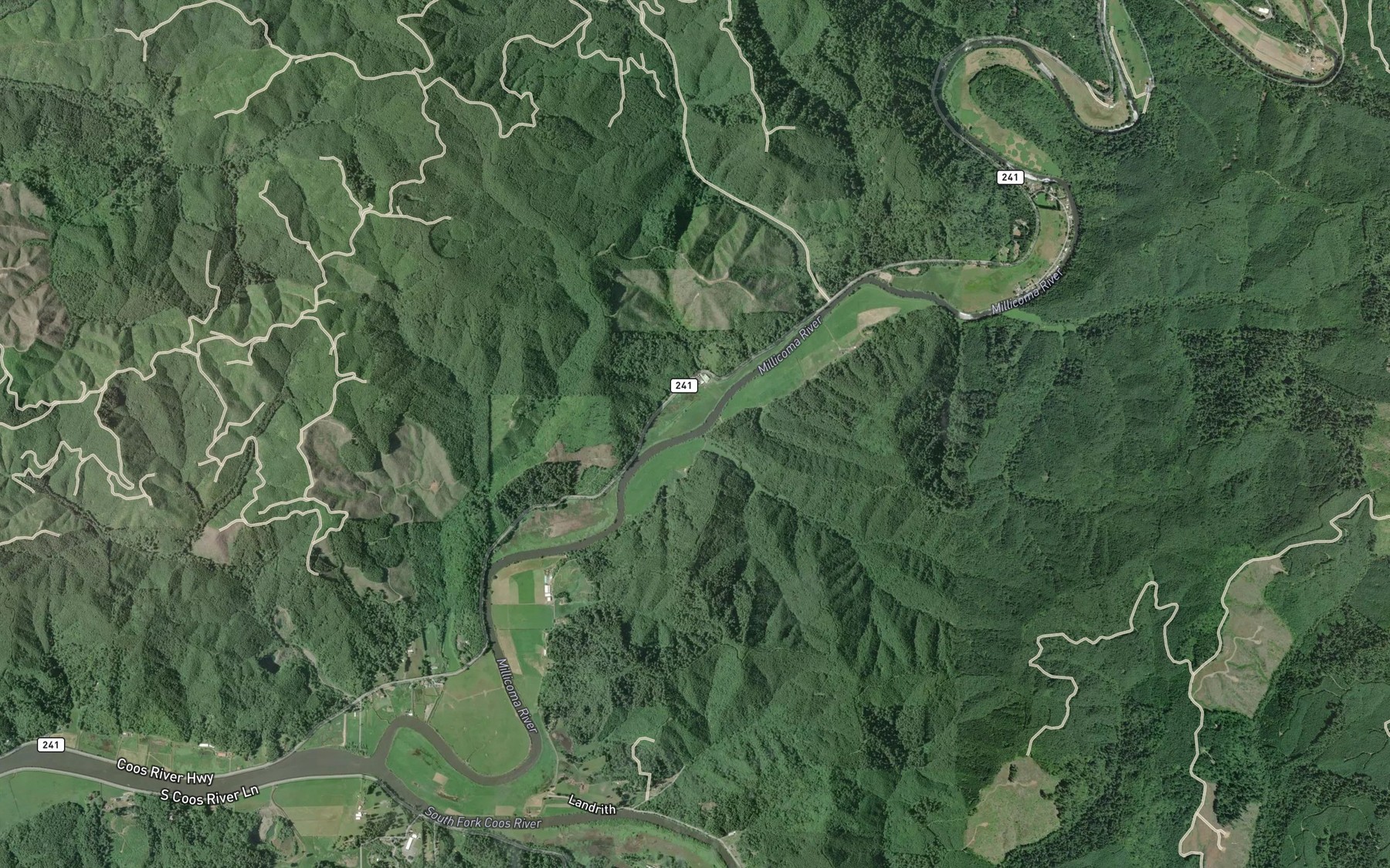 Satellite map of the Hendrickson Creek
