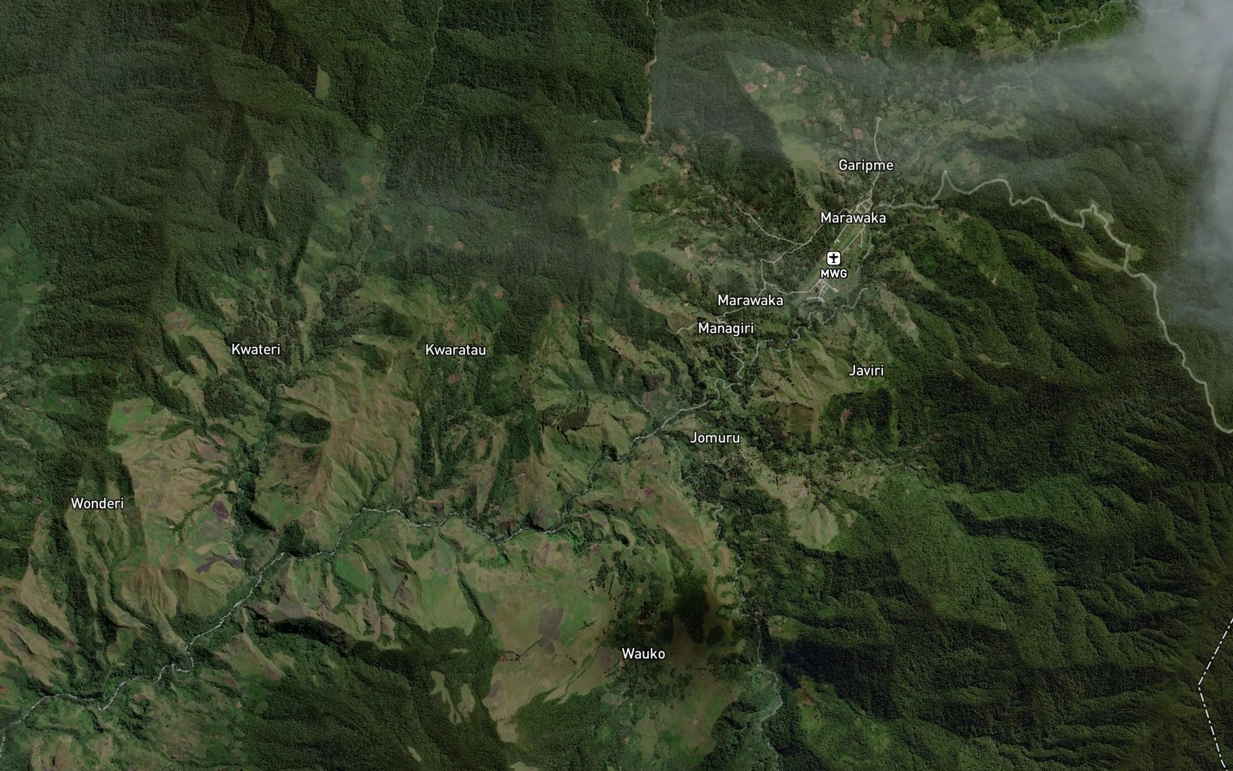 Satellite map of the Yombopaiga River