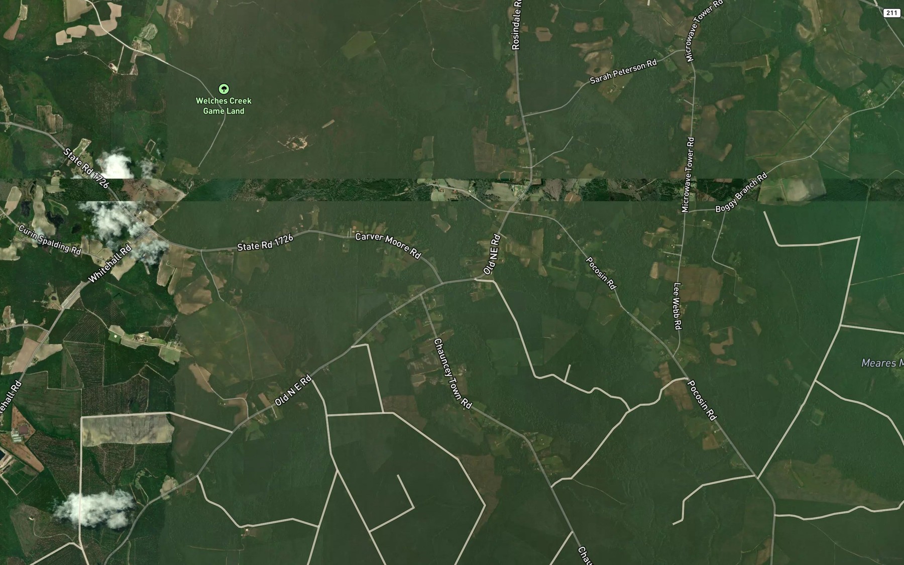 Satellite map of the Ward Branch