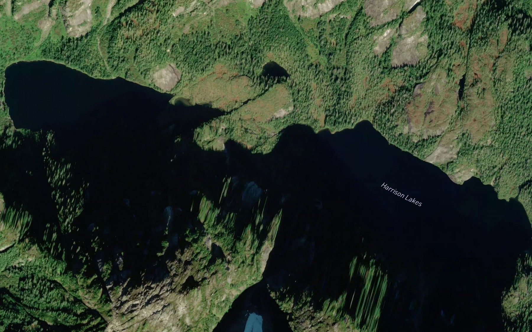 Satellite map of the Harrison Lakes