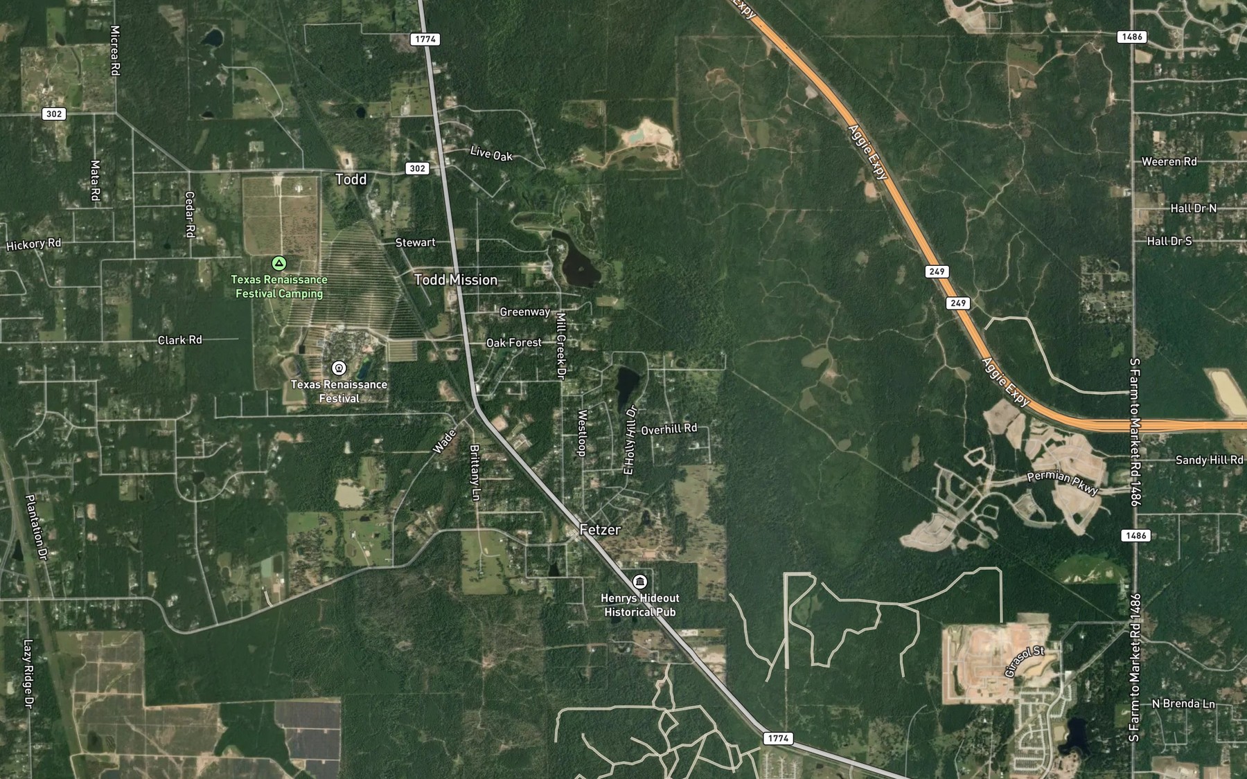Satellite map of the Lake Hollyhill