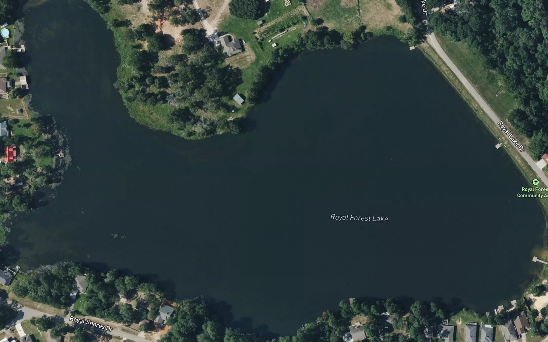 Satellite map of the Royal Forest Lake