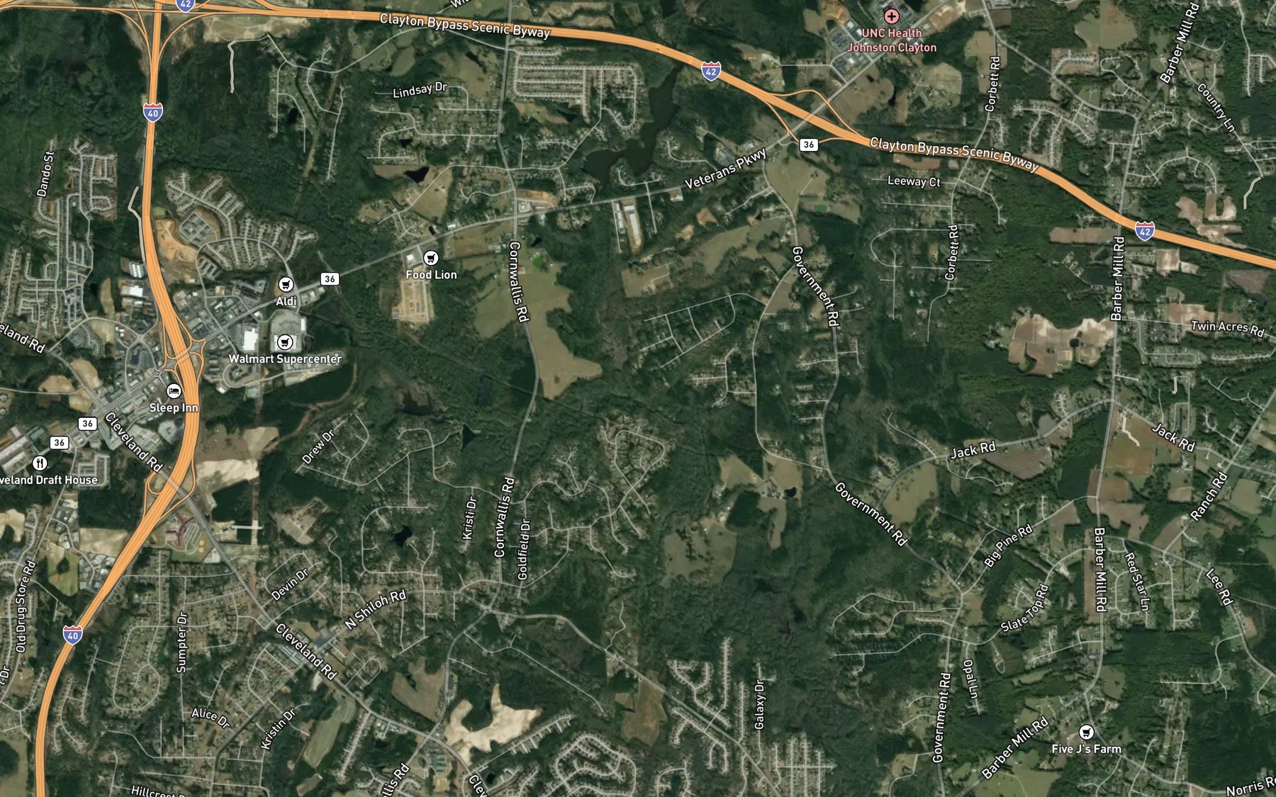 Satellite map of the Whiteoak Creek