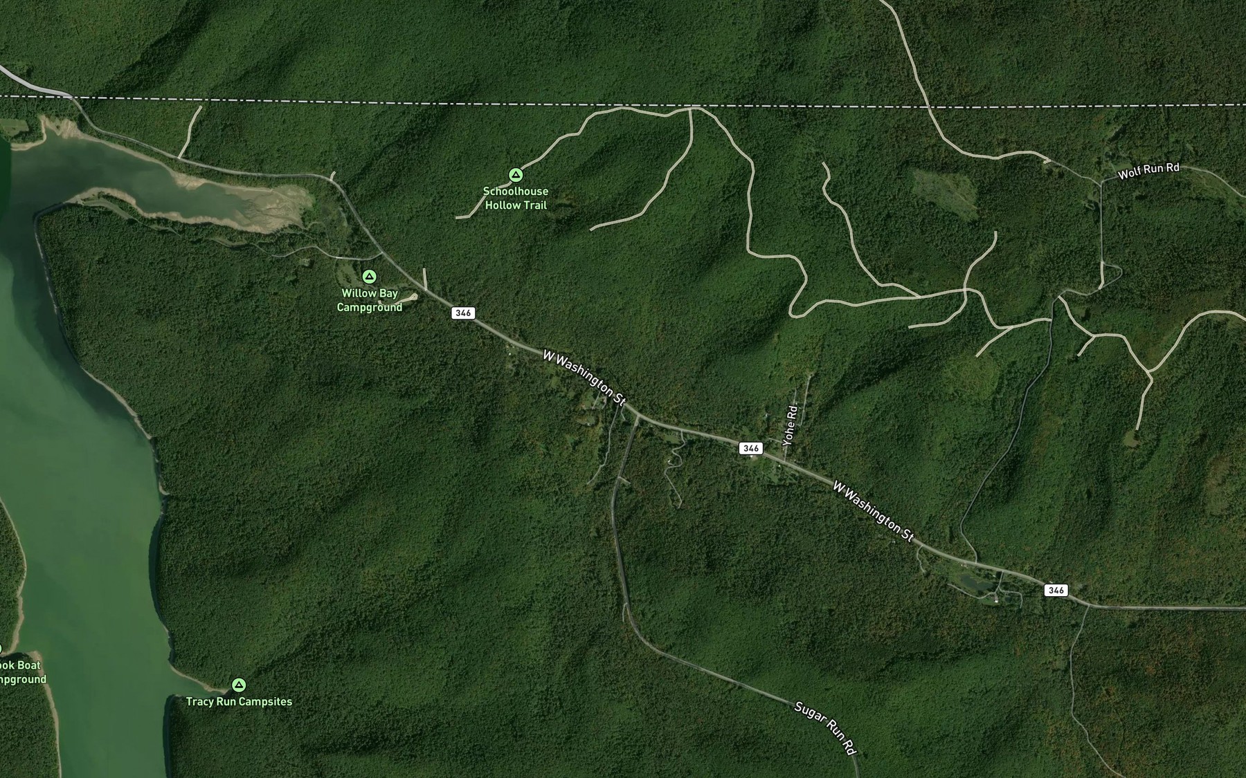 Satellite map of the Coffey Run
