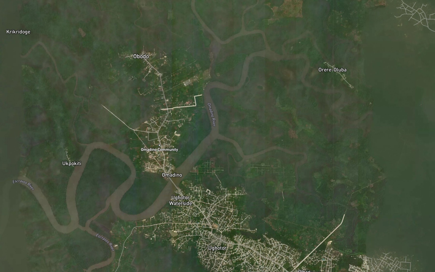 Satellite map of the Ogbele Creek