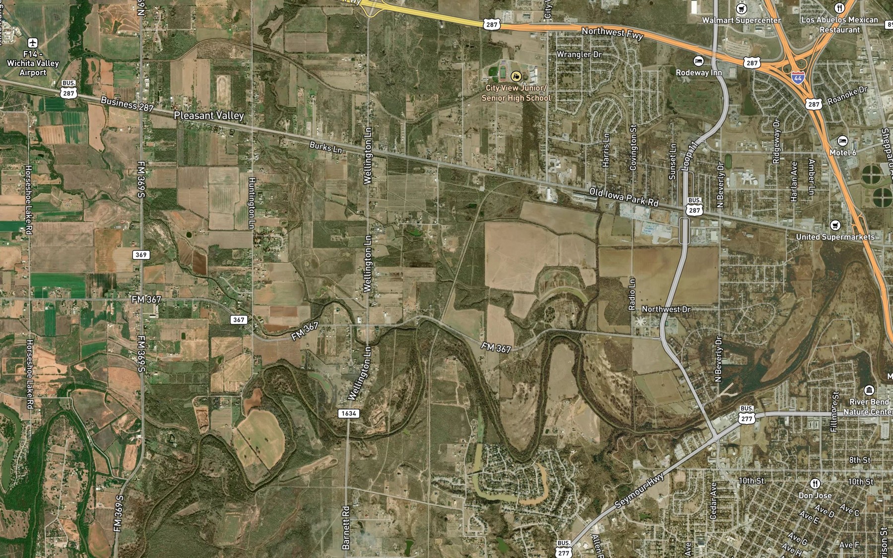 Satellite map of the West Fork Pond Creek