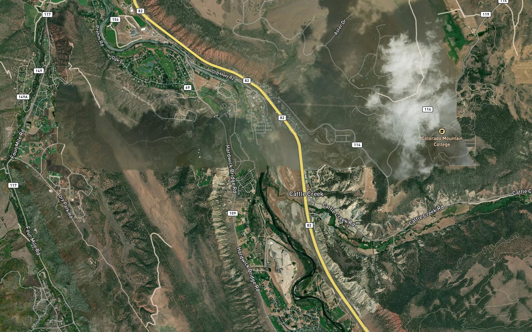 Satellite map of the Cattle Creek