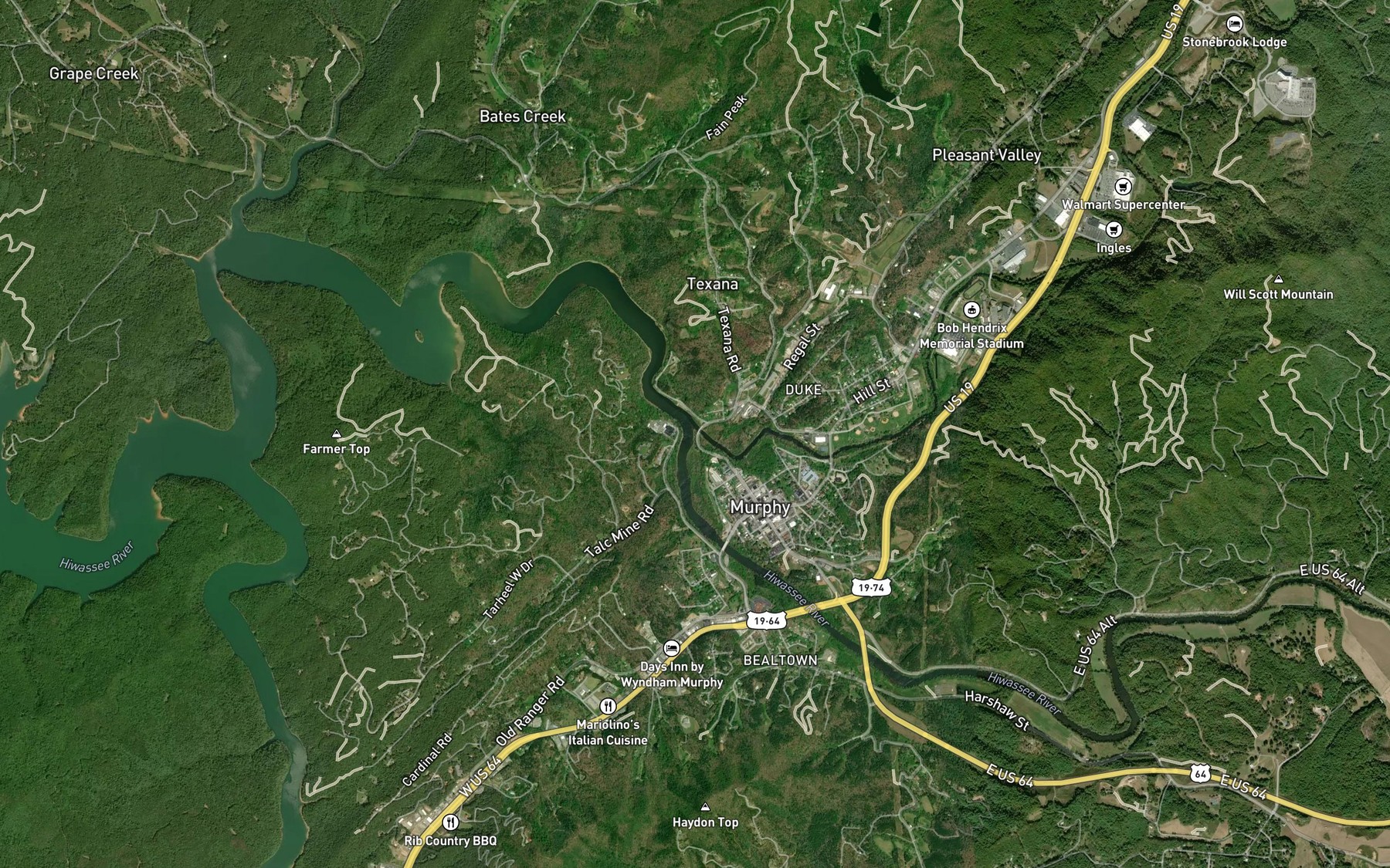 Satellite map of the Valley River
