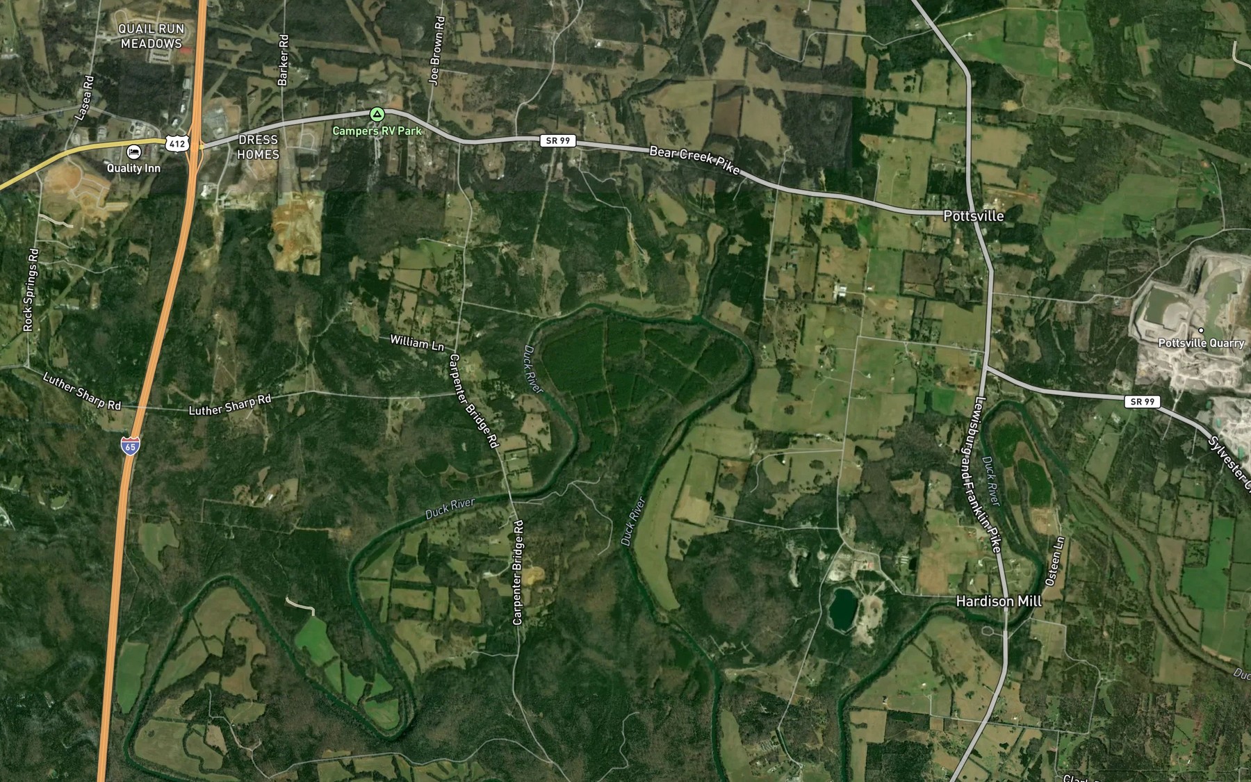 Satellite map of the Tugas Bend