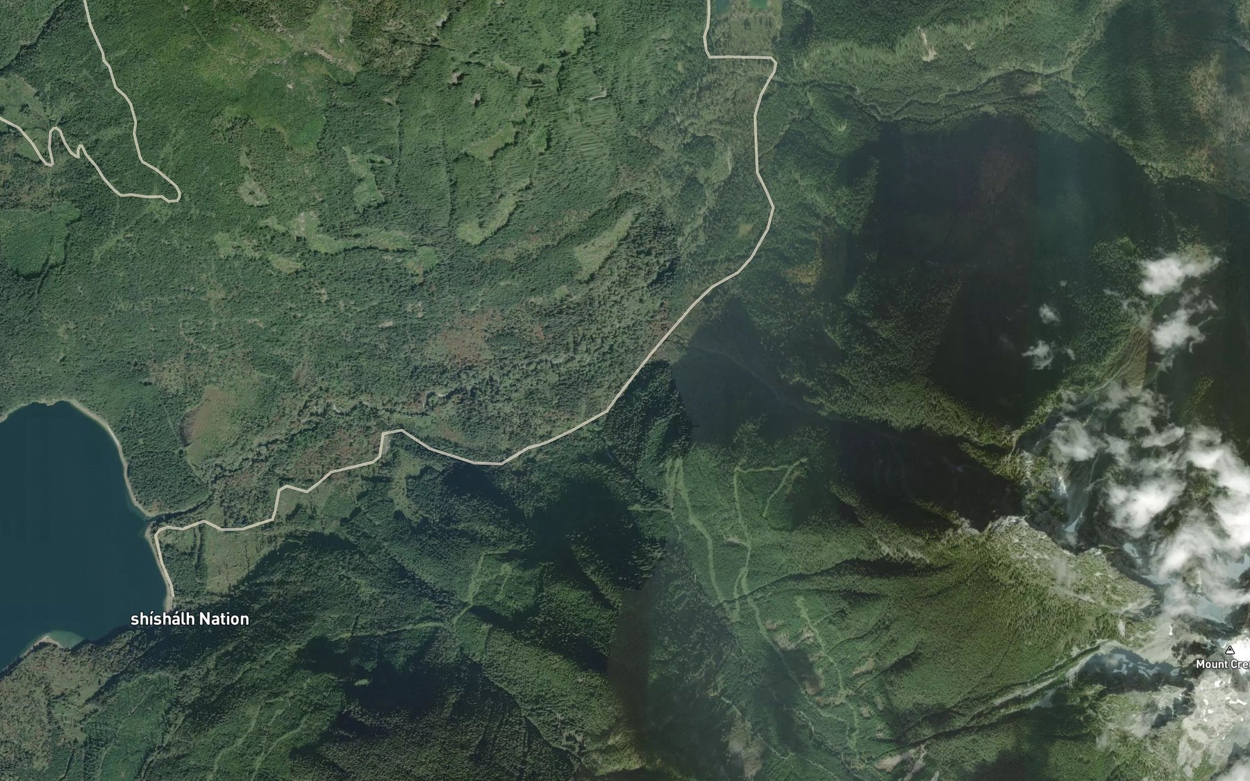 Satellite map of the Tsuahdi Creek