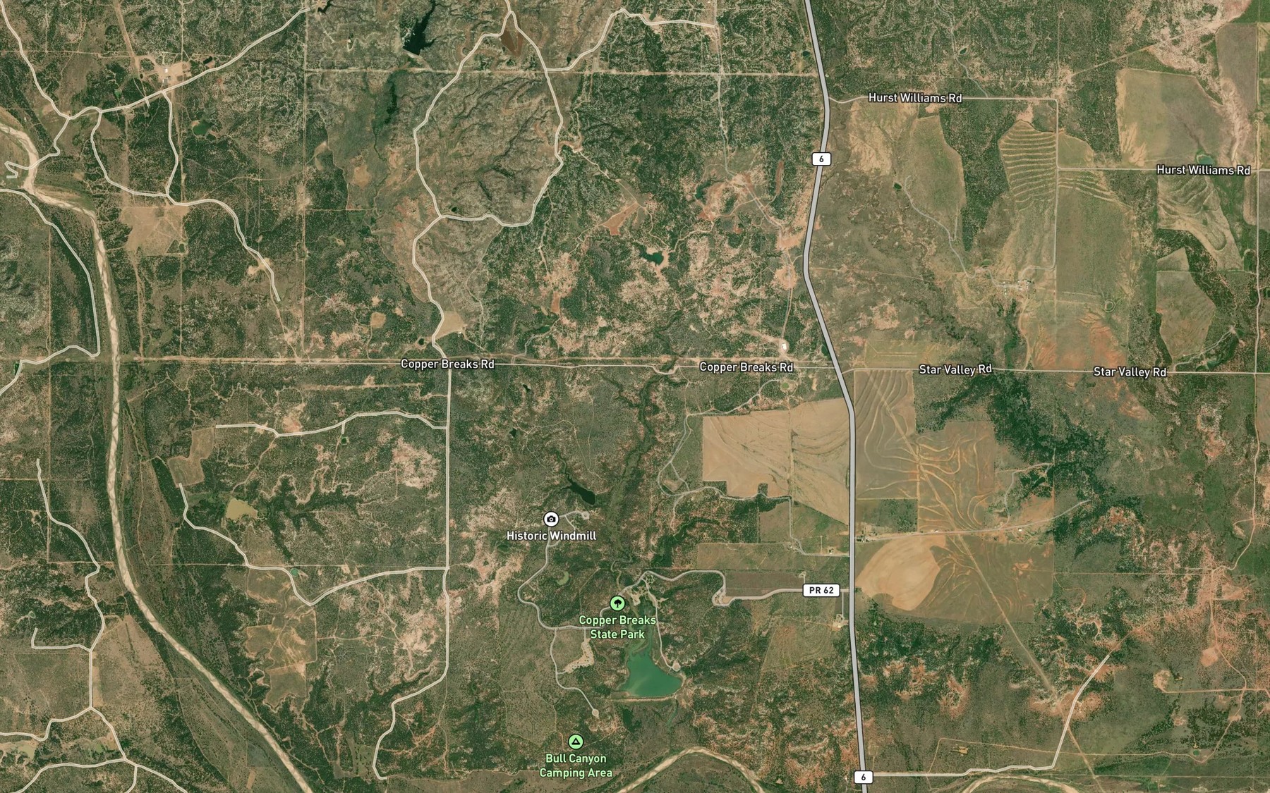 Satellite map of the Big Pond Reservoir