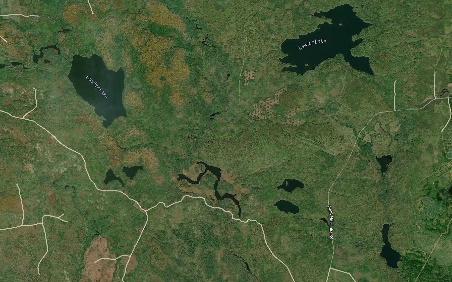 Satellite map of the Costley River