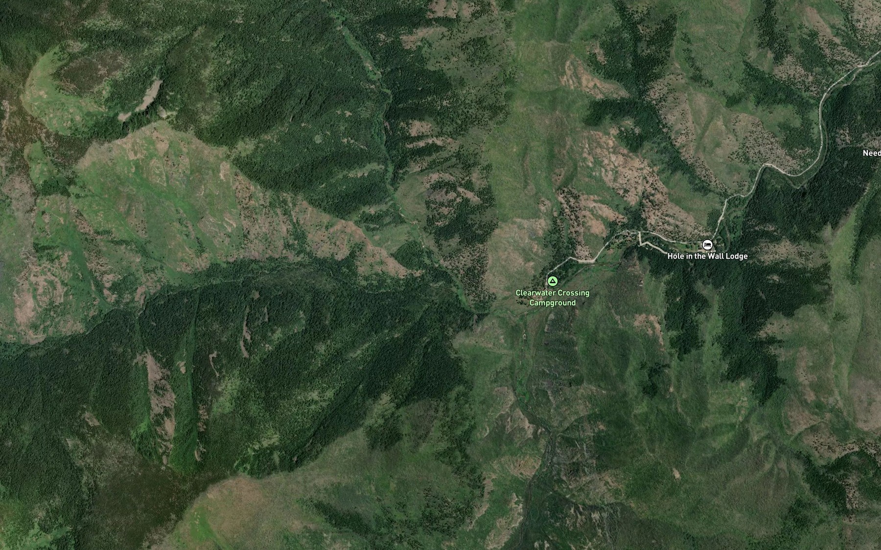 Satellite map of the Straight Creek