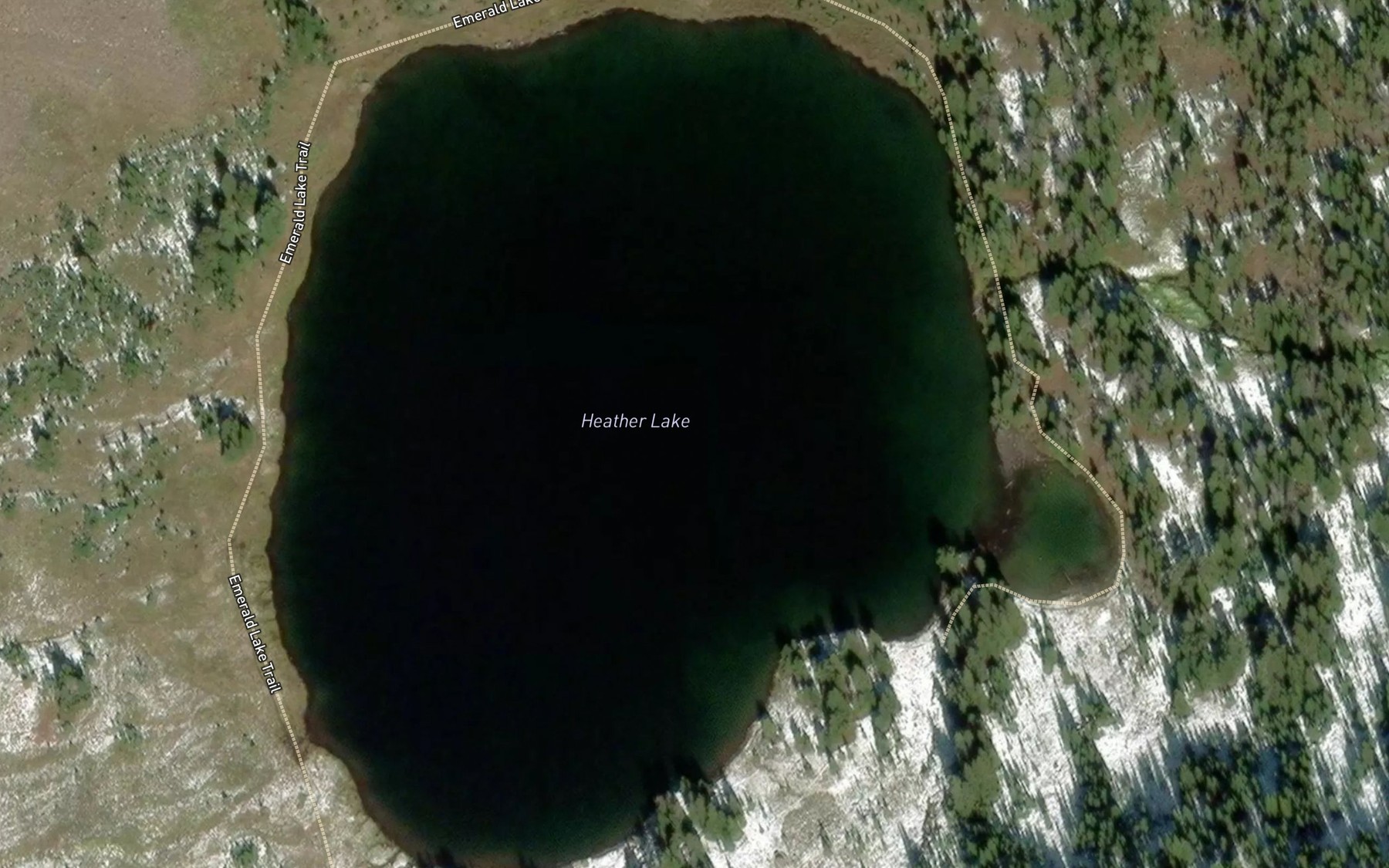 Satellite map of the Heather Lake