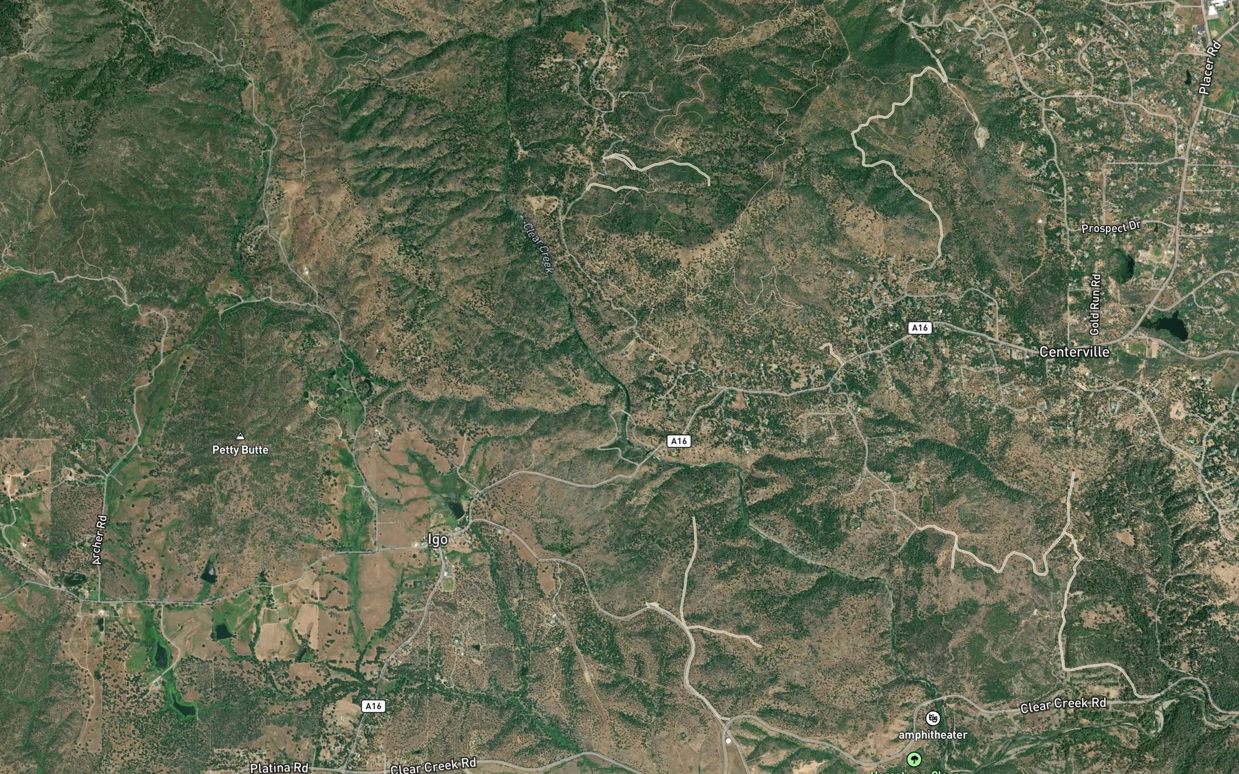 Satellite map of the South Fork Clear Creek
