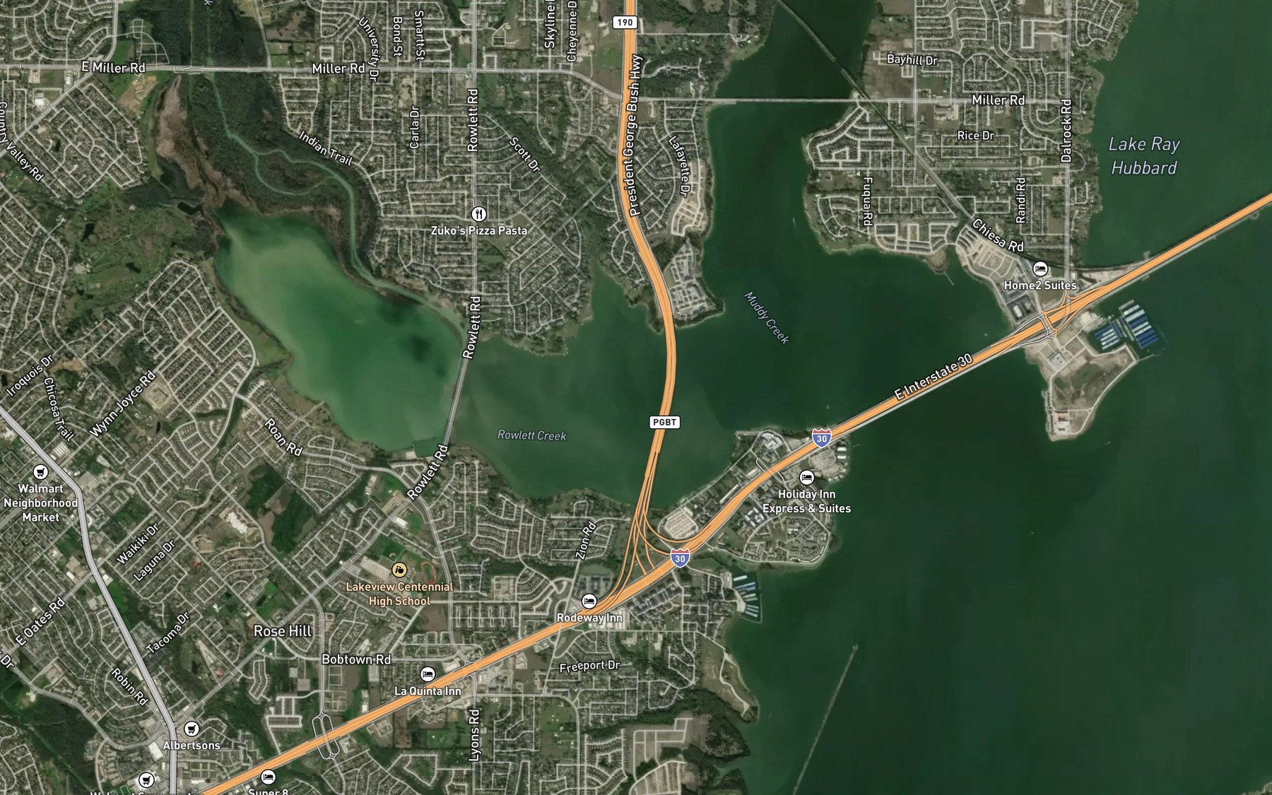 Satellite map of the Long Branch
