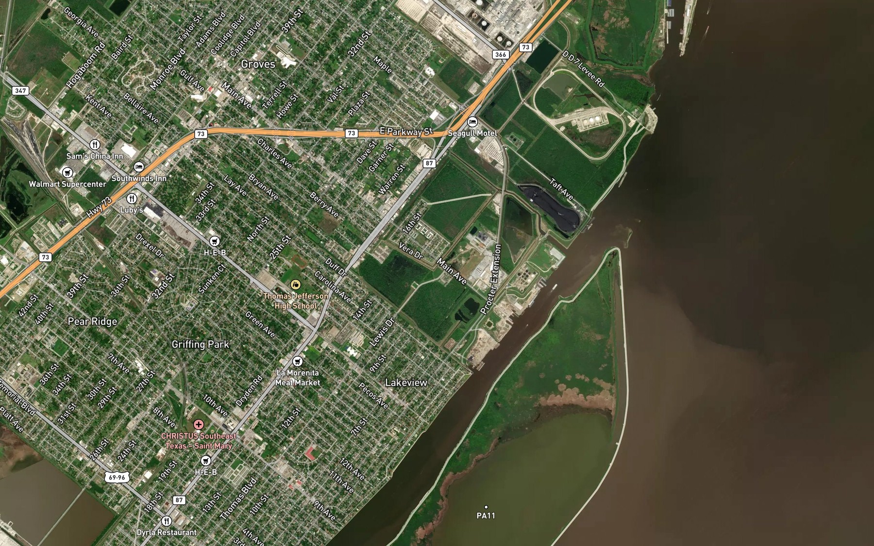 Satellite map of the West Crane Bayou