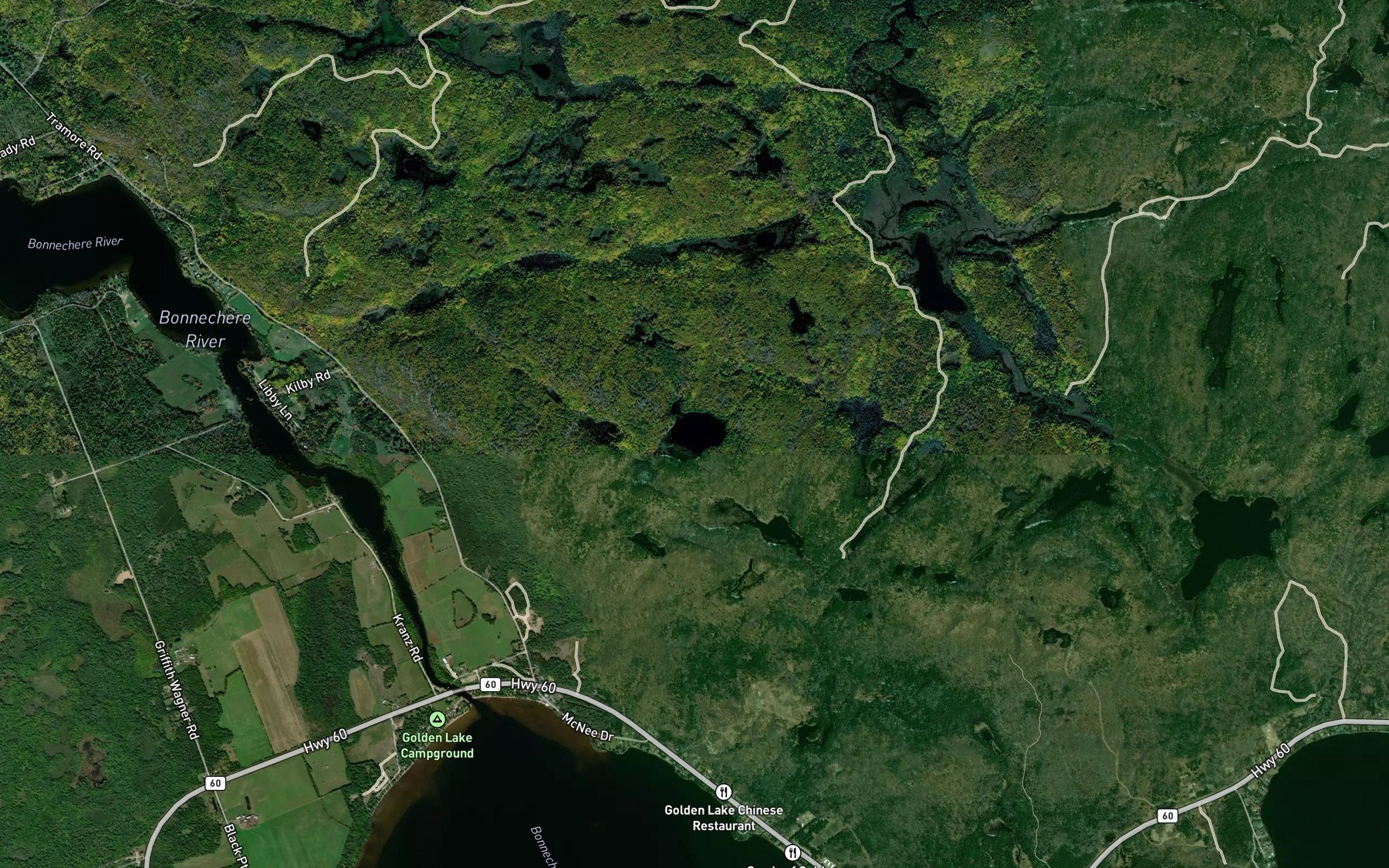 Satellite map of the Rock Lake