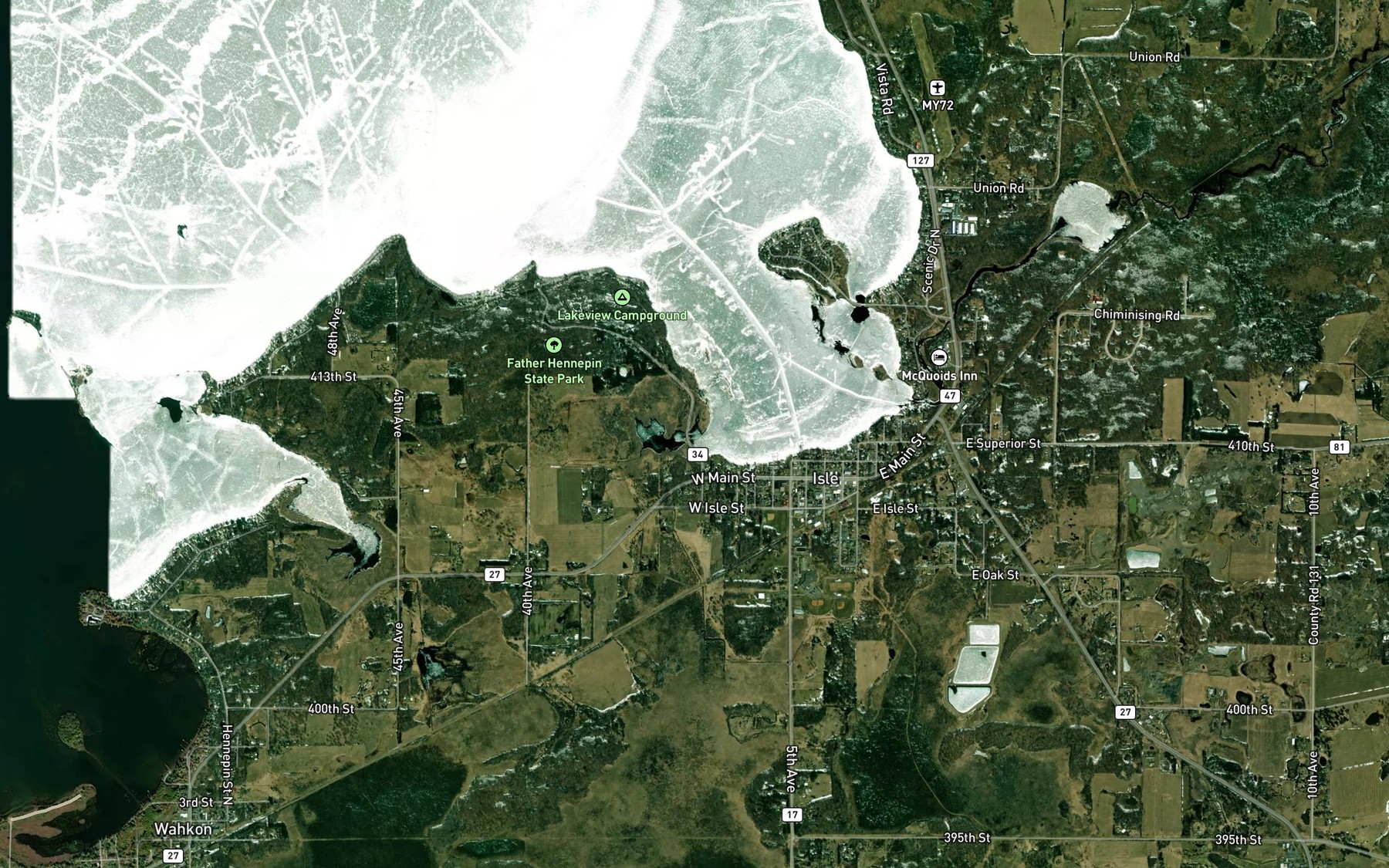 Satellite map of the Father Hannepin State Park