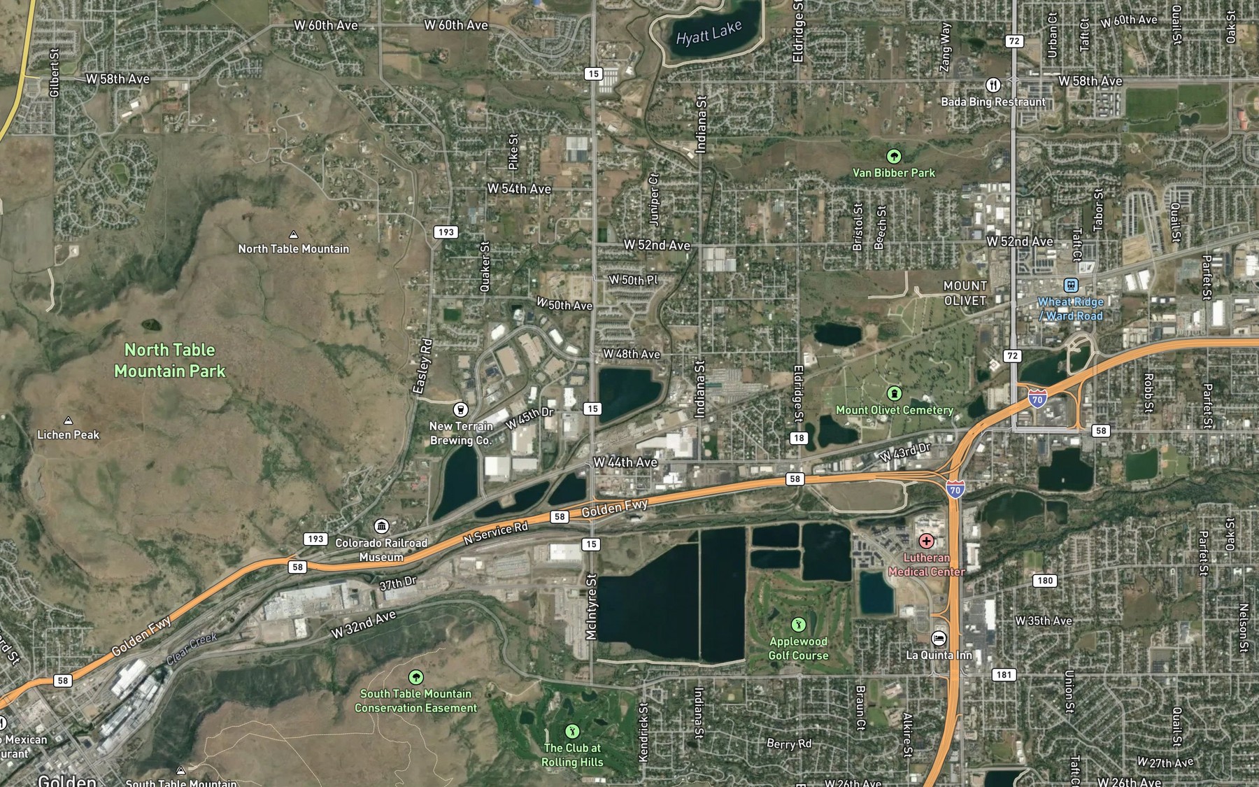 Satellite map of the Fairmount Reservoir