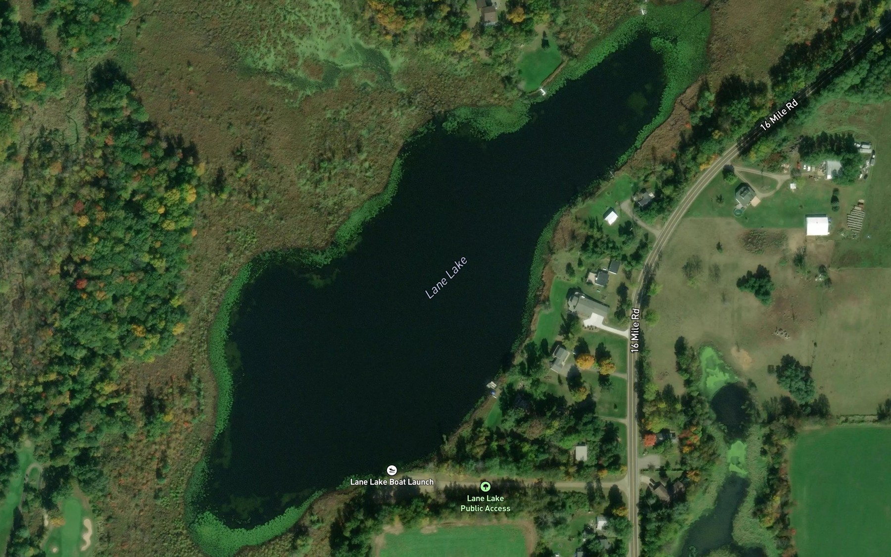 Satellite map of the Lane Lake