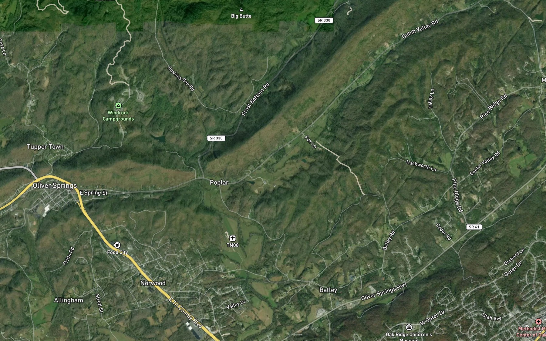 Satellite map of the Blue Spring