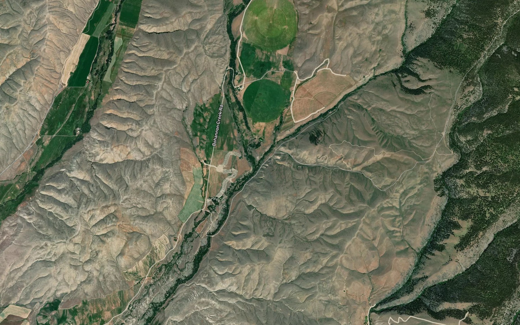 Satellite map of the East Fork Bohannon Creek